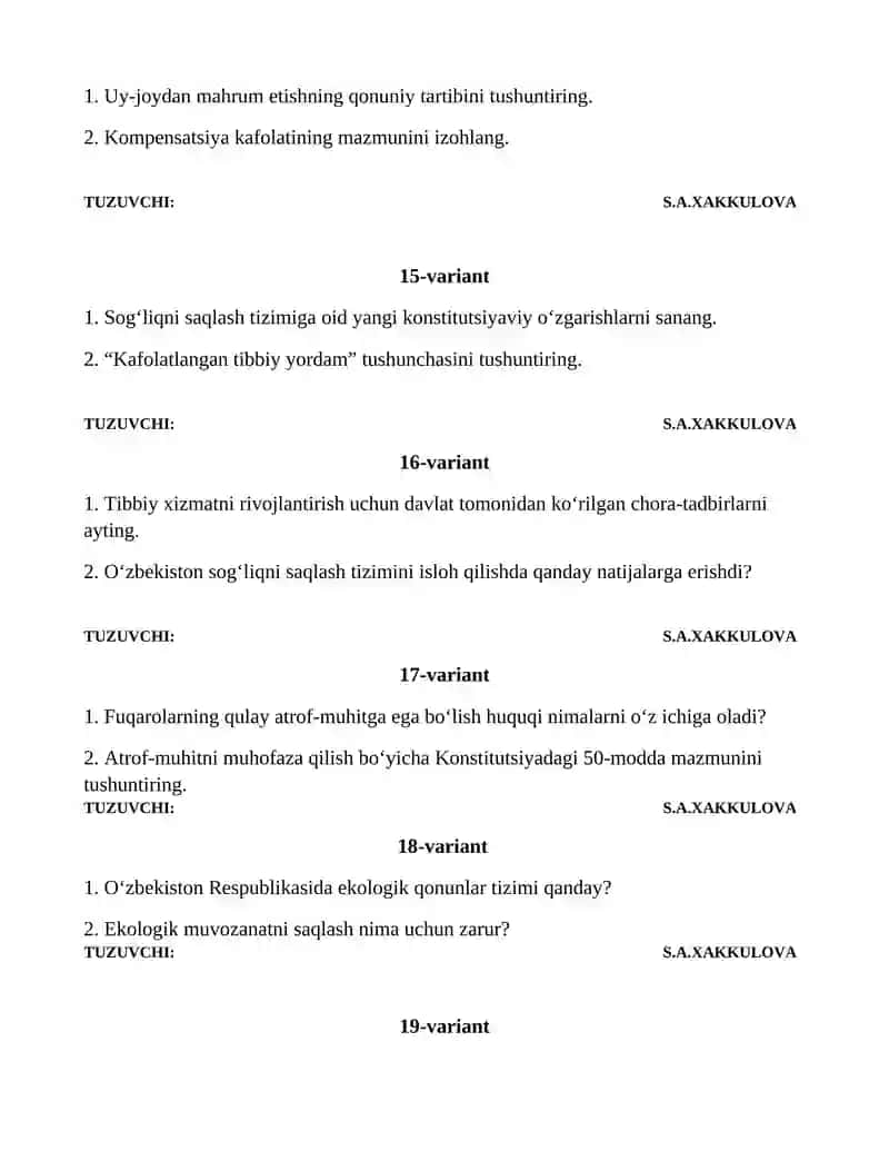 O‘zbekiston Respublikasi fuqarolarining iqtisodiy, ijtimoiy, madaniy va ekologik huquqlari 4