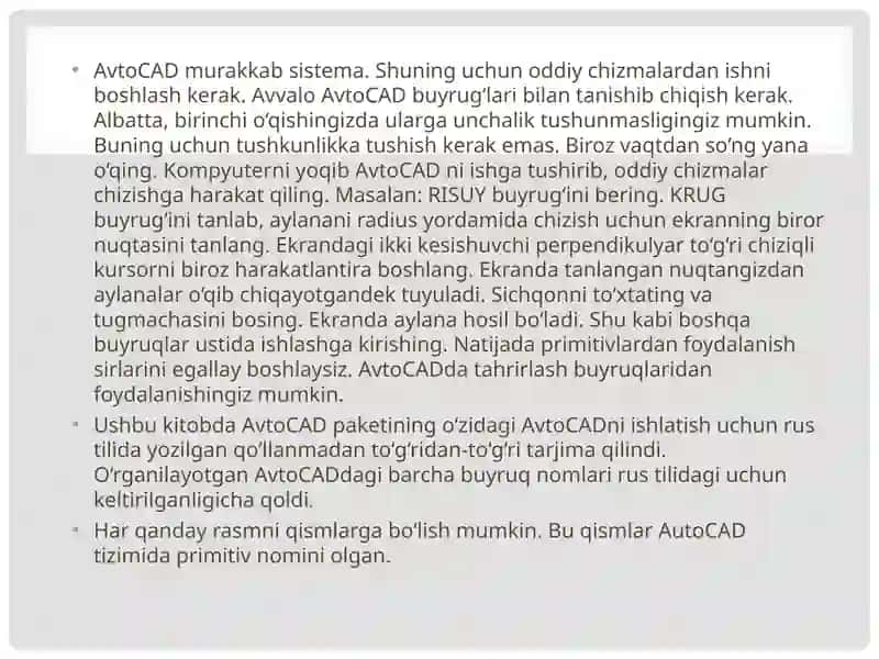 CAD DASTURLARIDA CHIZMALARNI LOYIHALASH QOIDALARI USLUBLARI VA AXAMIYATI 4