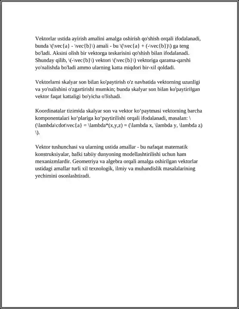 VEKTORLAR VA ULAR USTIDA AMALLAR 4