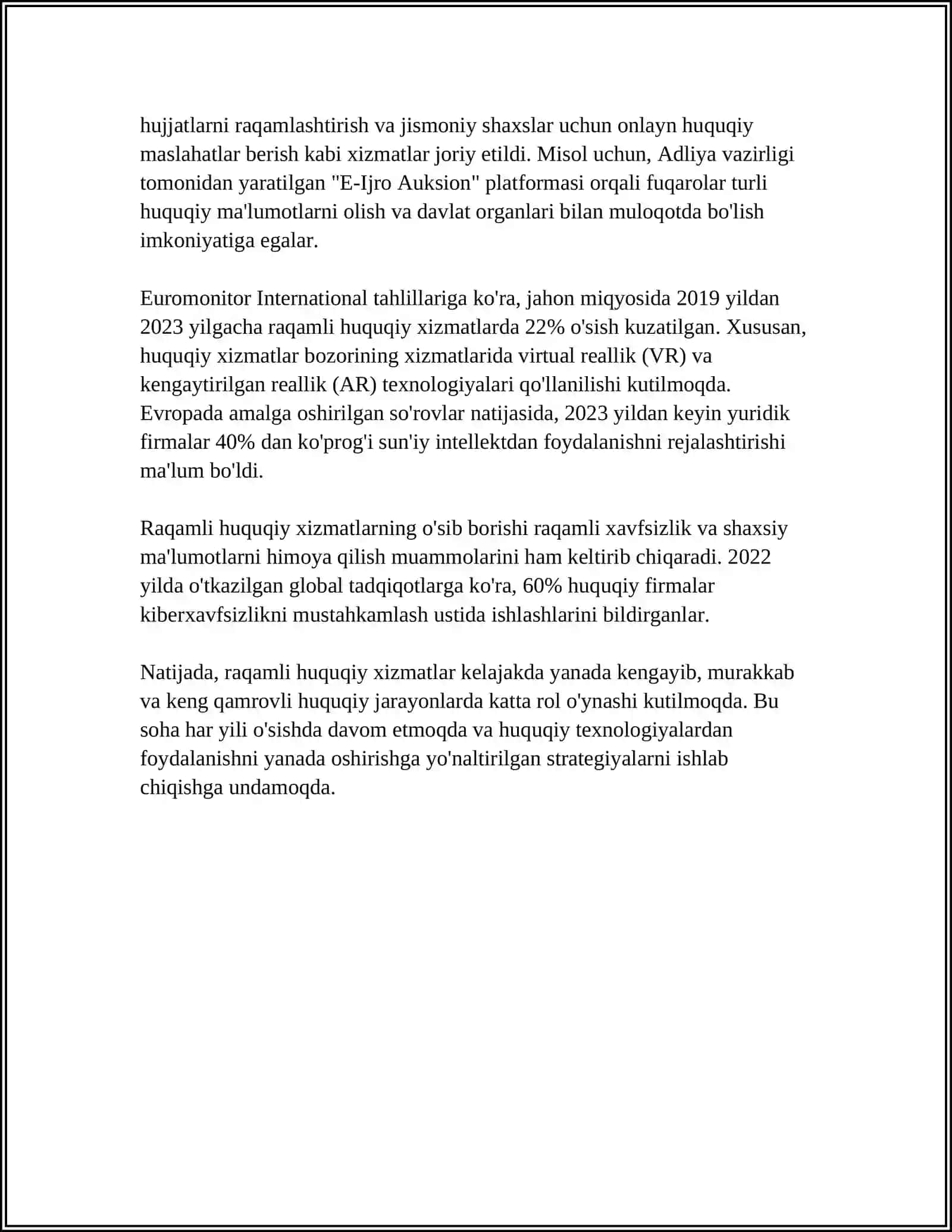 LEGALTECH VA YURIDIK XIZMATLARNING EKOLOGIK IZTIROBI SNOSKA BILAN 4
