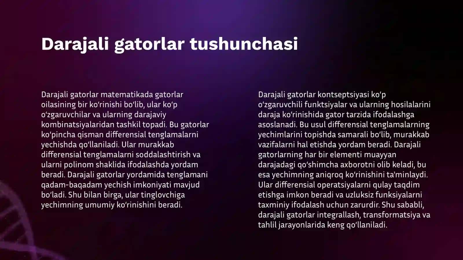 DIFFERENSIAL TENGLAMALARNI DARAJALI GATORLAR YORDAMIDA INTEGRALLASH 4