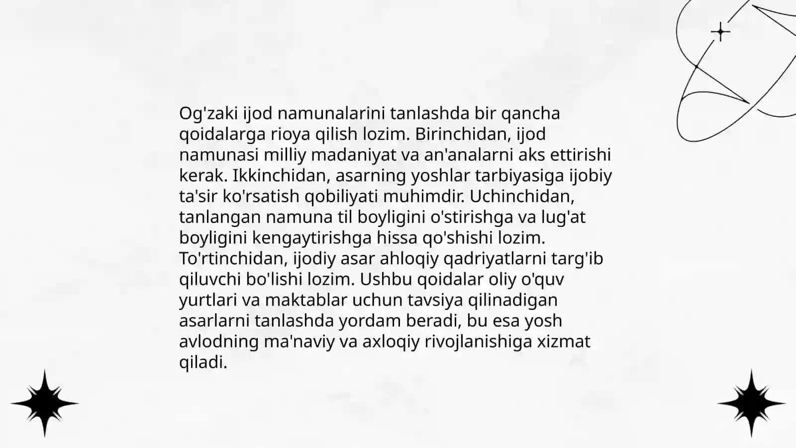 Xalq ogʻzaki ijodi fanining oʻqitilishidagi oʻziga xos tamoyillari 4