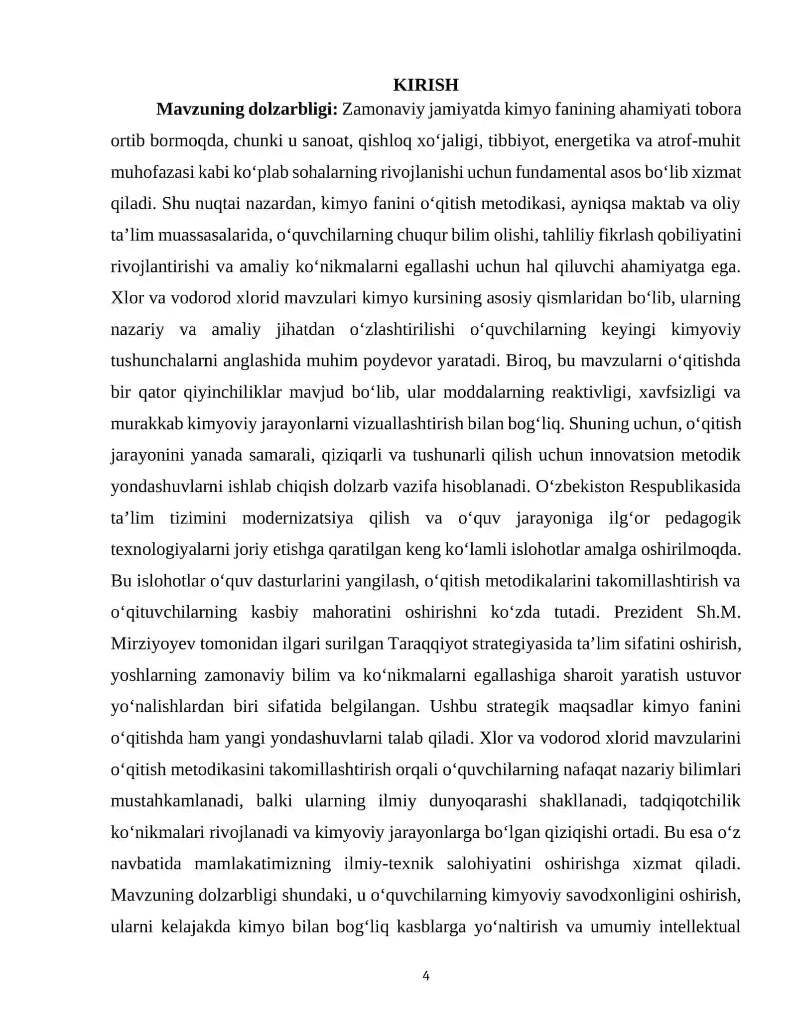 "XLOR, VODOROD XLORID MAVZUSINI O’QITISH METODIKASI" 4