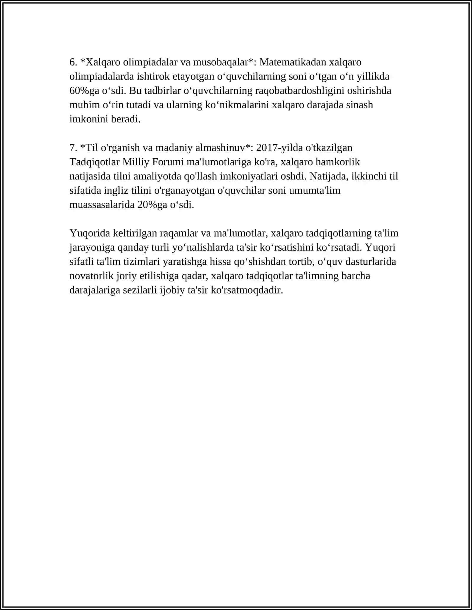 XALQARO TADQIQOTLARNING MILLIY O'QUV DASTURLARNI TAKOMILLASHTIRISHDAGI O'RNI 4