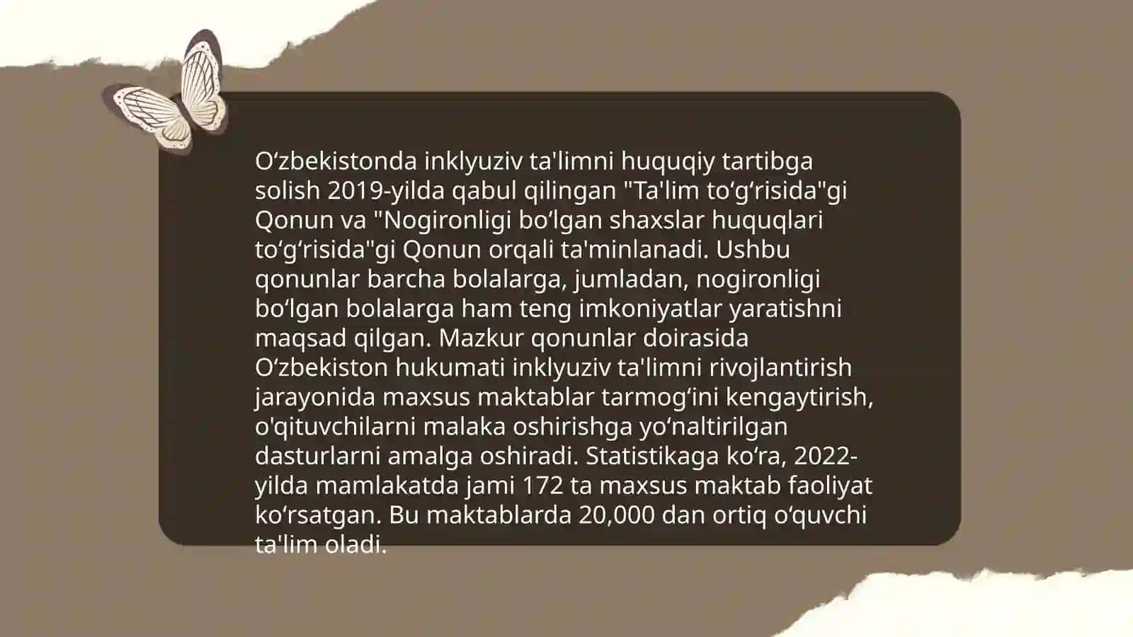Oʻzbekistonda imkoniyati cheklangan bolalar uchun inklyuziv taʼlim 4