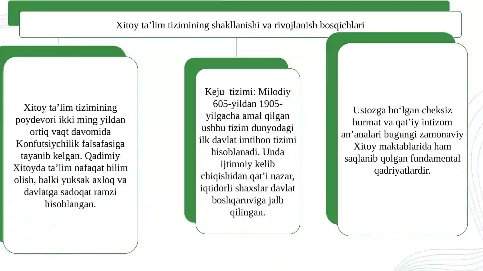 Xitoy davlatidagi o‘qitish tizimi SLAYD      Хитой таълим тизими         Хитой давлатининг таълим тизими 4