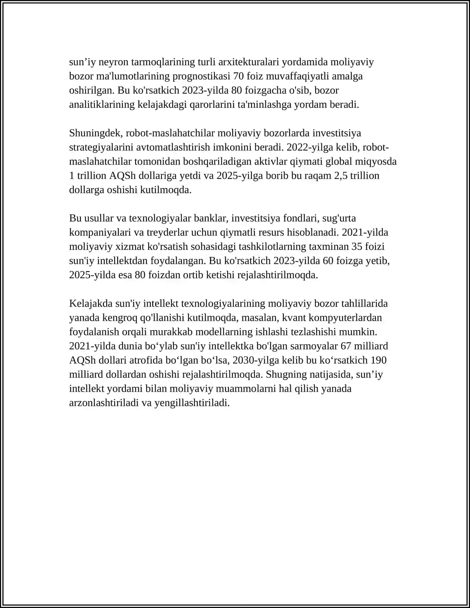 IQTISODIYOTNING TURLI TARMOQLARIDA SUN'IY INTELLEKT TEXNOLOGIYALARIDAN FOYDALANISH IMKONIYATLARI 4