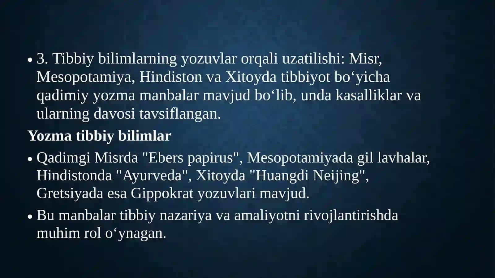 Qadimgi sivilizatsiyalar tibbiyotning umumiy xususiyatlari 4