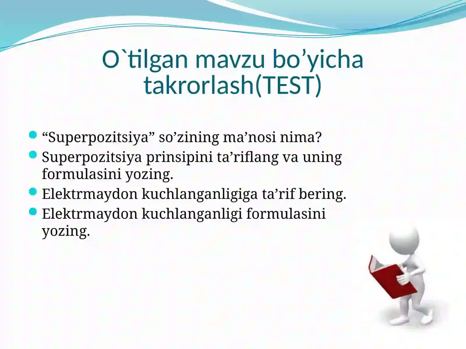 "ZARYADLANGAN SHARNING ELEKTR MAYDONI. DIELEKTRIK SINGDIRUVCHANLIK" 4