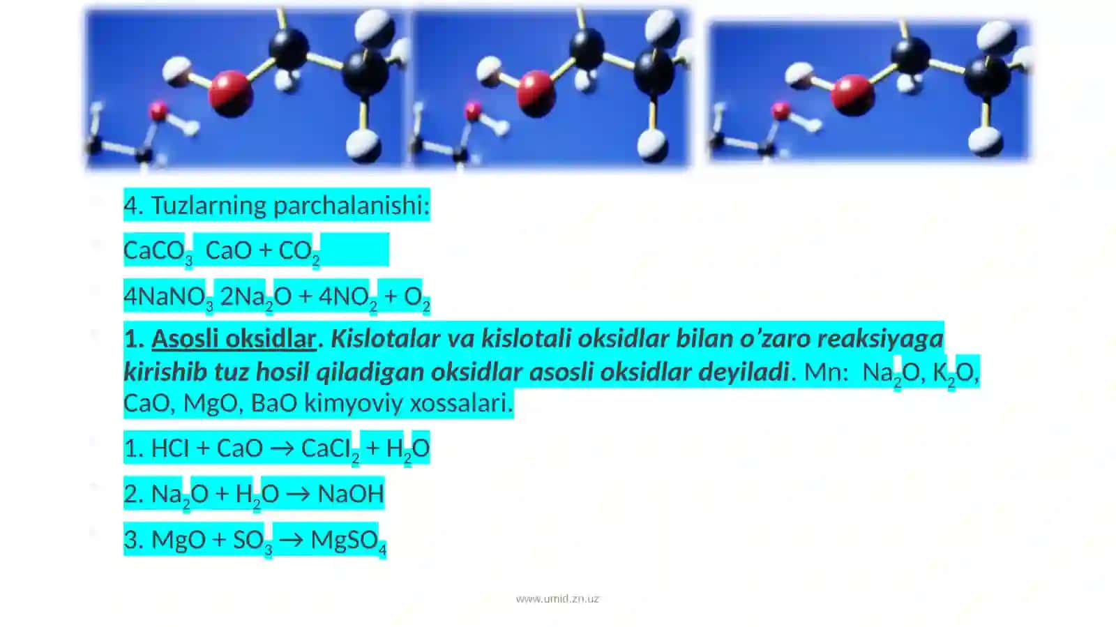 Murakkab moddalarning sinflanishi (Oksid, Asos, Kislota va Tuz) 4
