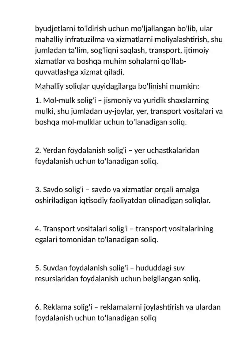 Mahalliy Tushum Daromadlarida Soliq Tushumlari Samaradorligini O'rganish 4