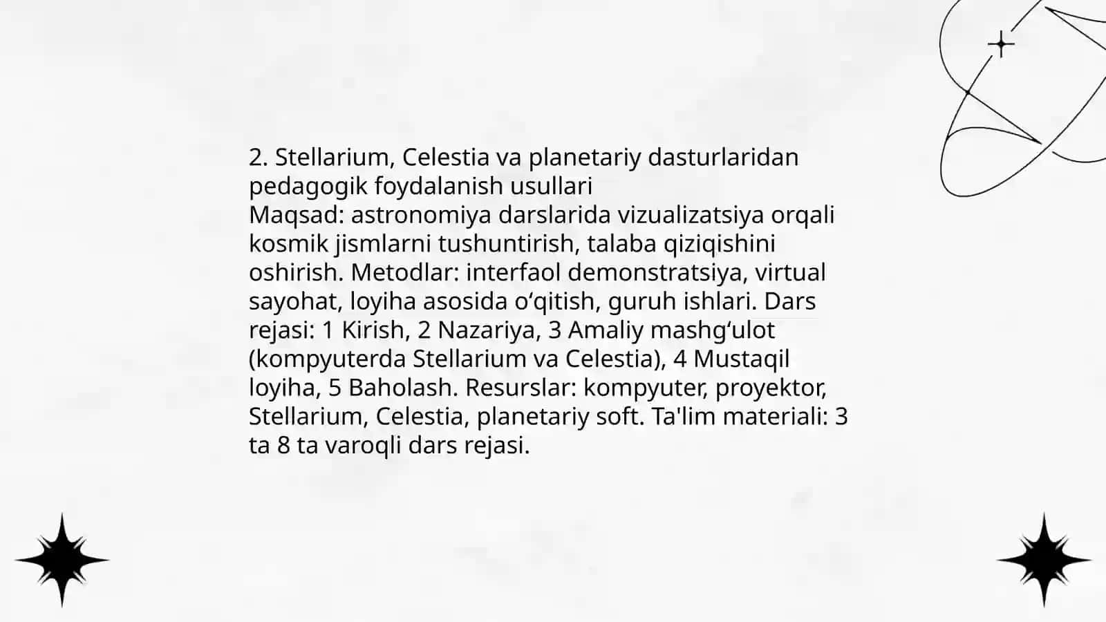 Astronomiya oʻqitishda zamonaviy kompyuter va dasturiy maxsulotlardan foydalanish usullari 4
