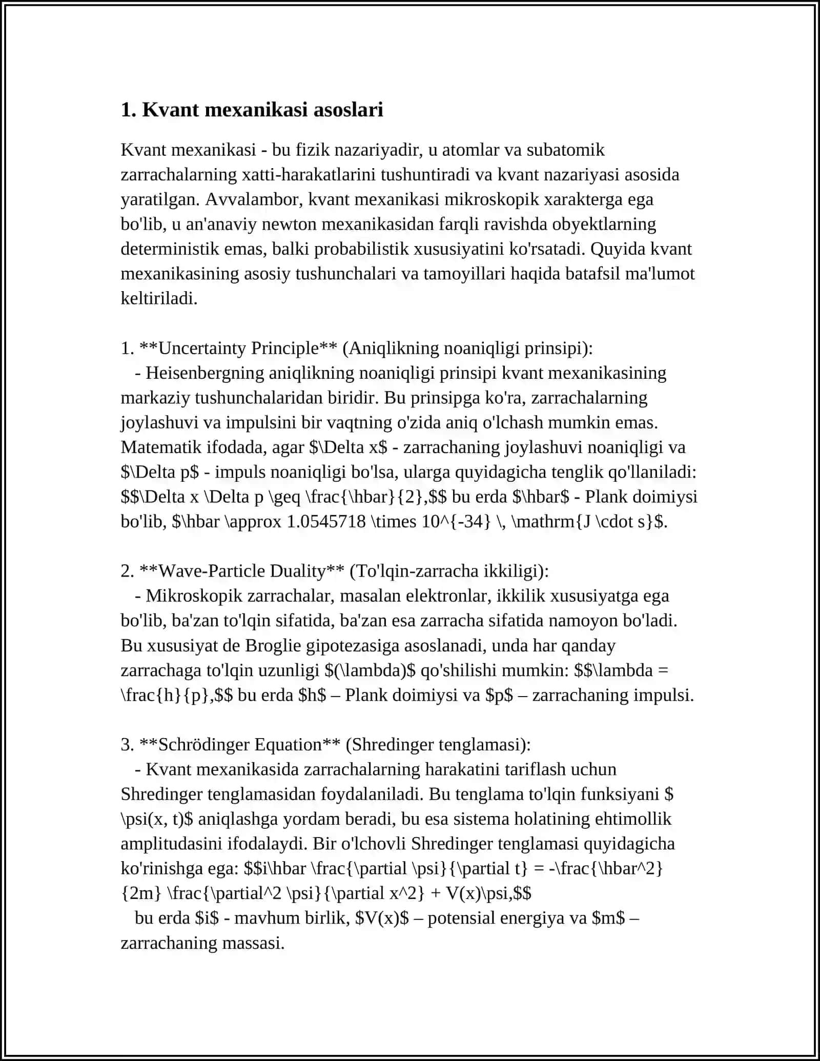 KVANT MEXANIKASI VA KVANT SONLARI. ELEKTRON QAVATLARINING ELEKTRONLAR BILAN TO`LIB BORISH TARTIBI 4