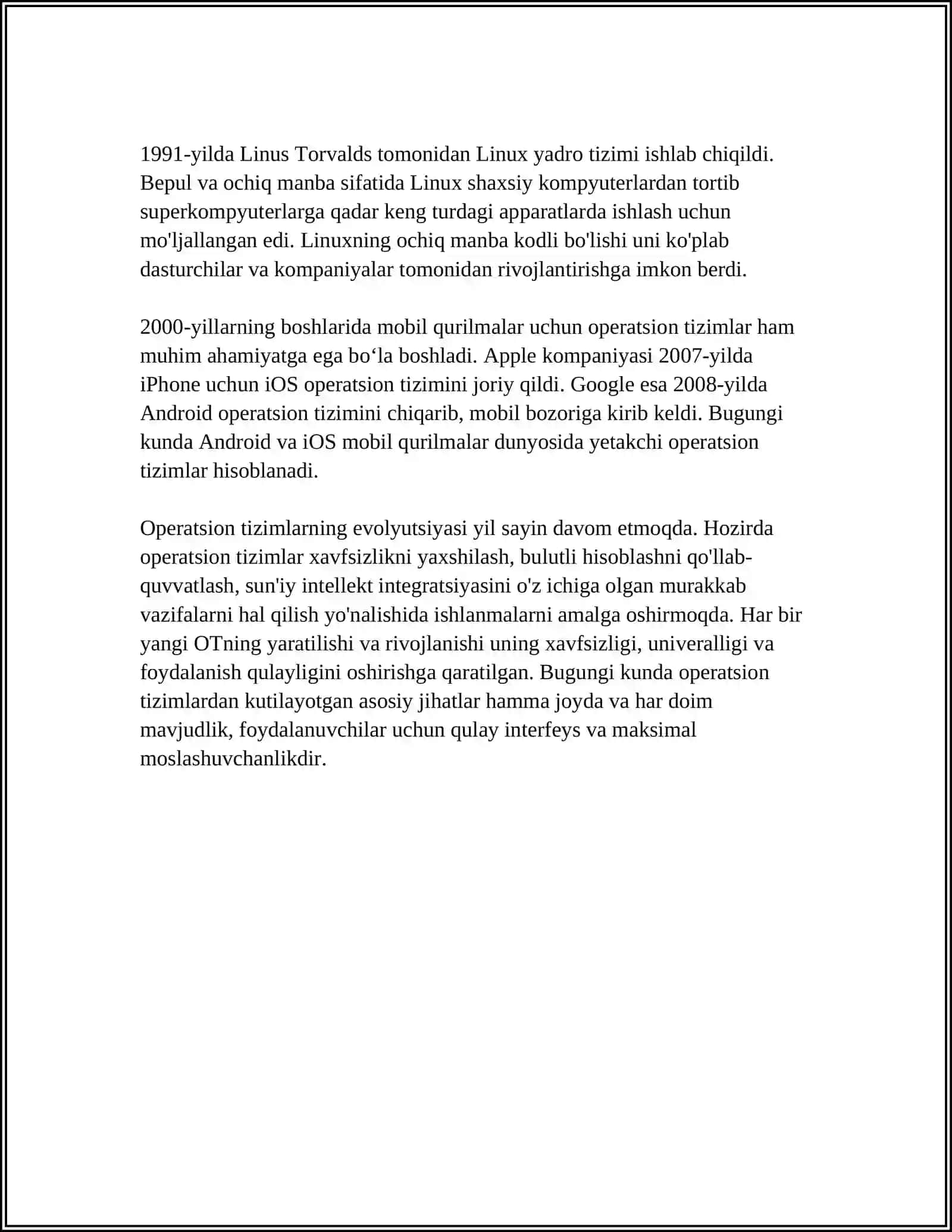 O‘RNATILGAN OPERATSION TIZIMLARDA TARMOQLAR 4