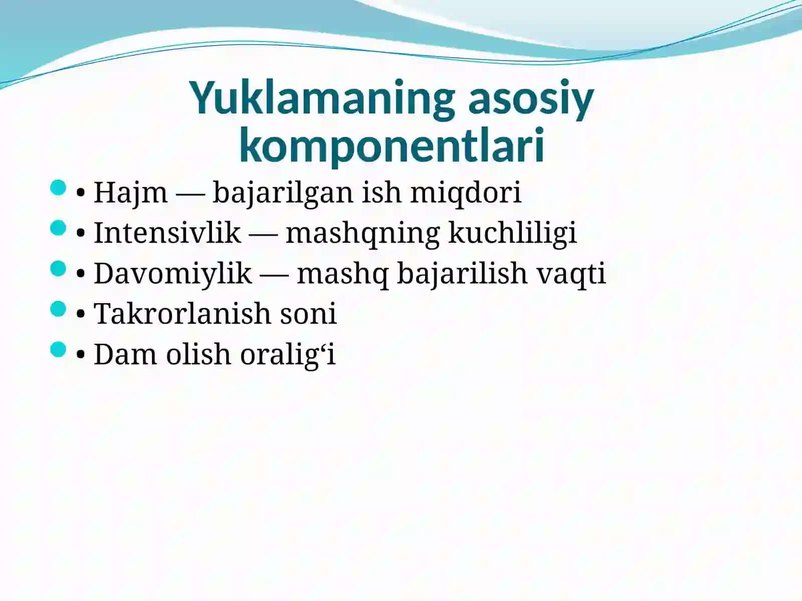 Yuklamalarning umumiy xususiyatlari va molishning o‘zarobog‘liqligi 4