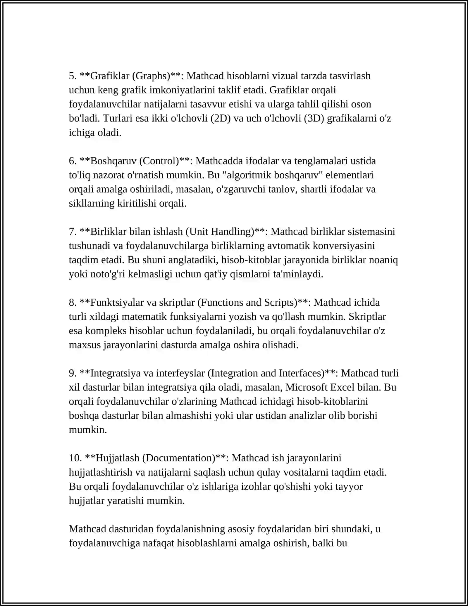 MATHCAD DASTURI 4