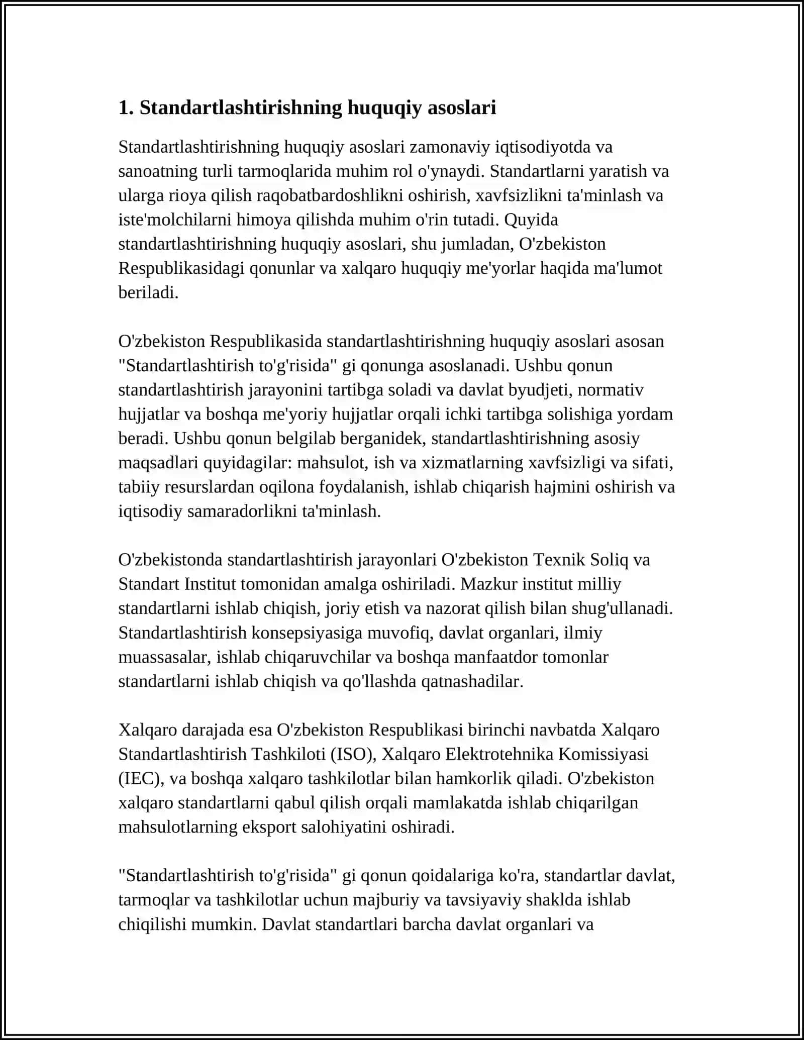 STANDARTLASHTIRISHNING HUQUQIY MEYORIY TAMINOTI VA STANDARTLARNI QAYTA KORIB CHIQISH TARTIBI 4