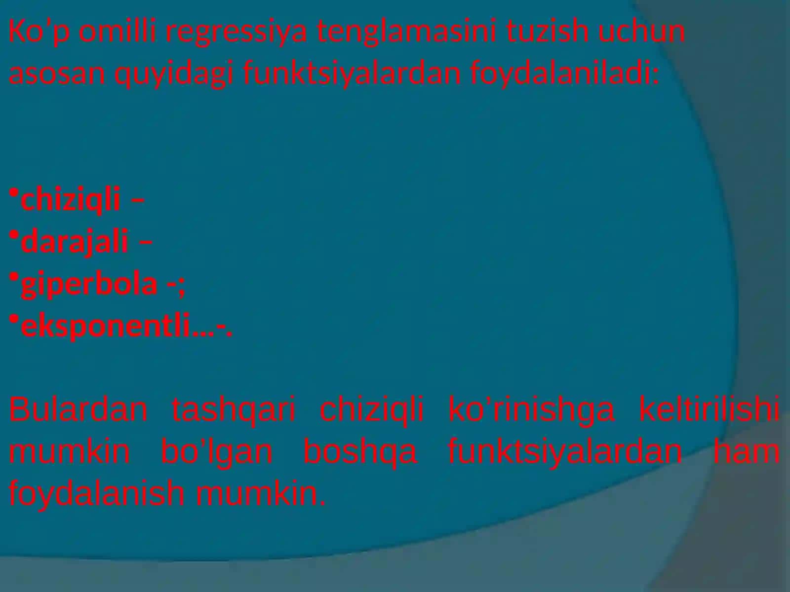 Ko’p   o’lchovli regressiya 4