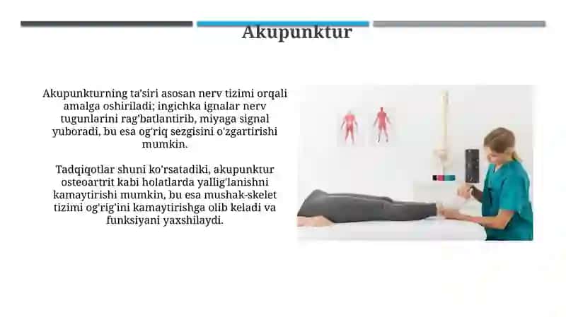 Tayanch harakat tizimi kasalliklarida reabilitatsiya usullari 4