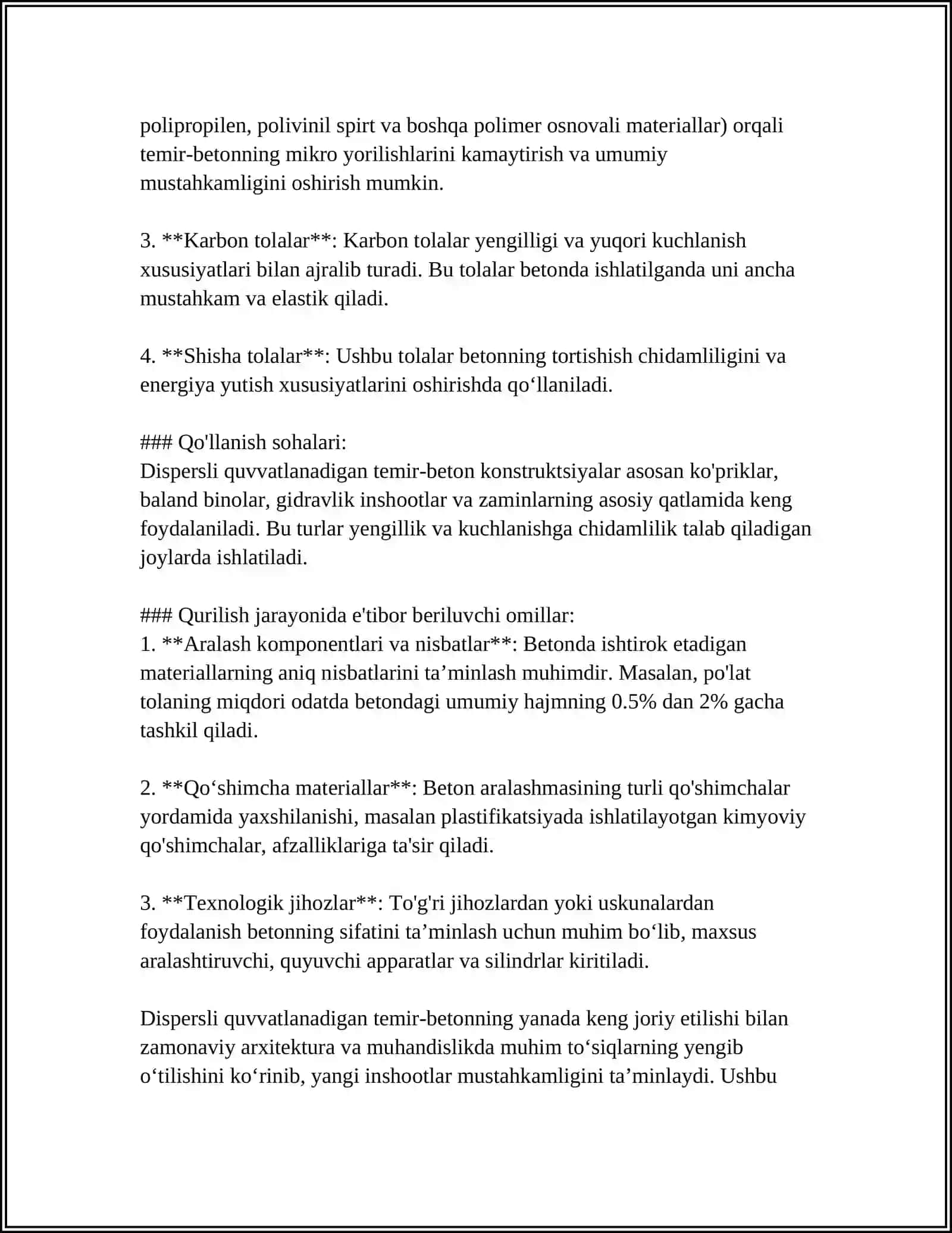 DISPERSLI ARMATURALANGAN TEMIR-BETON KONSTRUKSIYALARINING TURLARI NOORGANIK BOĢLOVCHI MODDALAR 4