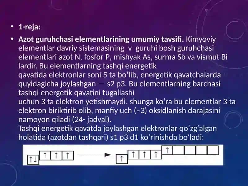 Azot Guruhchasi Elementlari. Azot 4