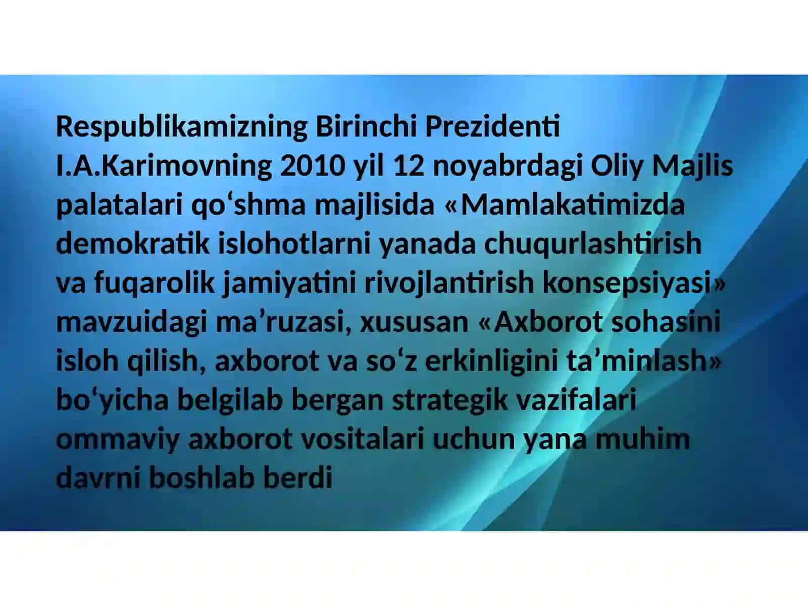 ÒZBEKISTON RESPUBLIKASIDA OMMAVIY AXBOROT VOSITALARINING FAOLIYATI(ÒZGARISH VA MUOMMOLARI 4
