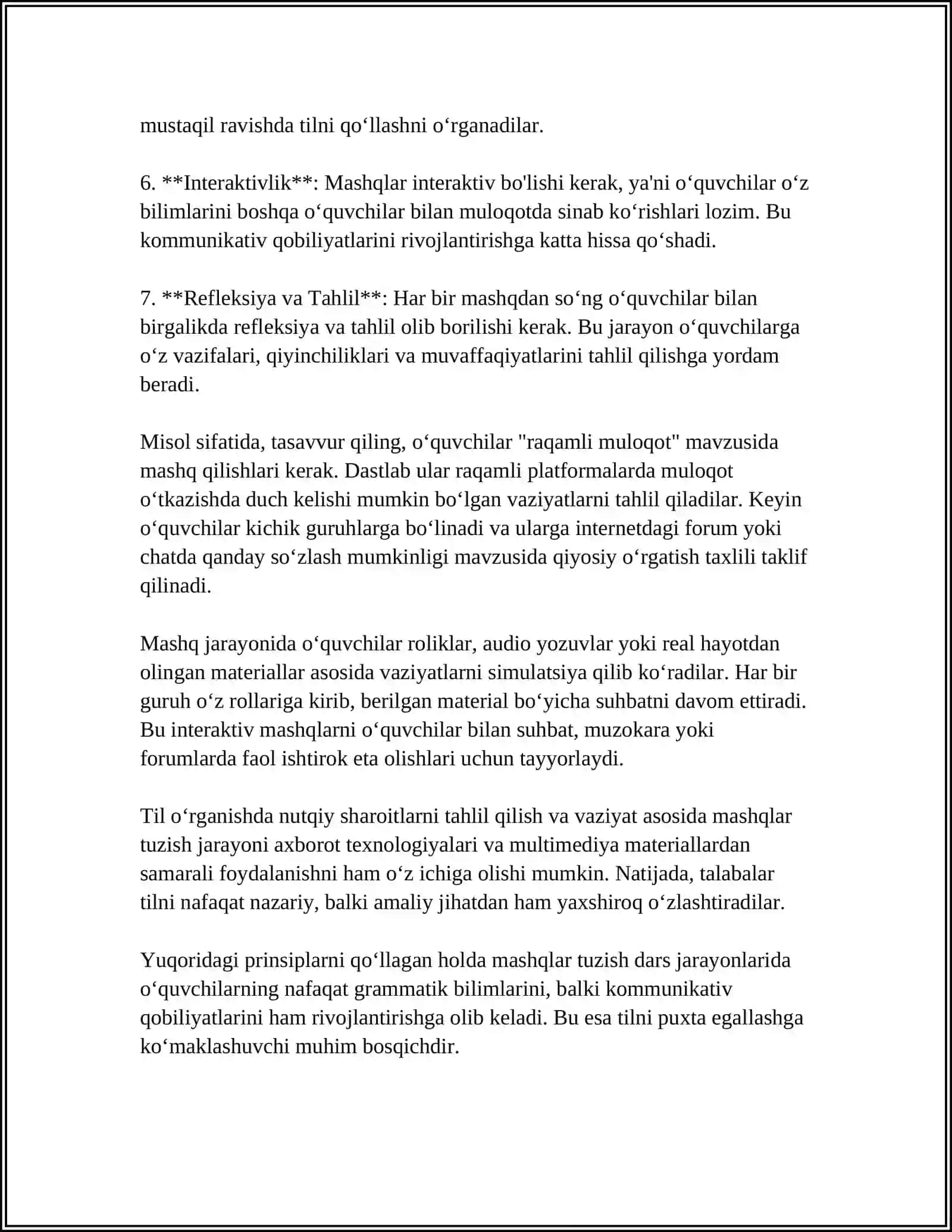 Nutqiy Sharoit va Vaziyat Tahlili Asosida Mashq Tuzish Prinsiplari 4