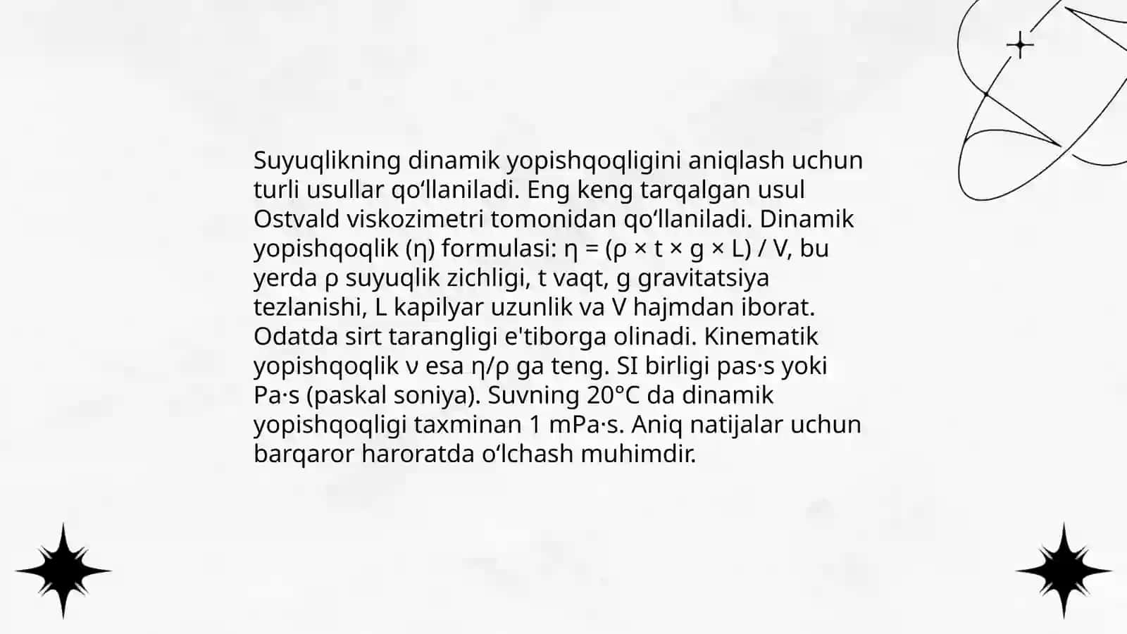 Suyuqliklarning asosiy parametrlarini aniqlashga taalluqli bo'lgan masalalar 4