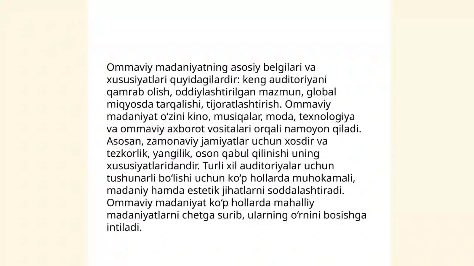 Ommaviy madaniyatning shakllanish tarixi va uning turlari 4
