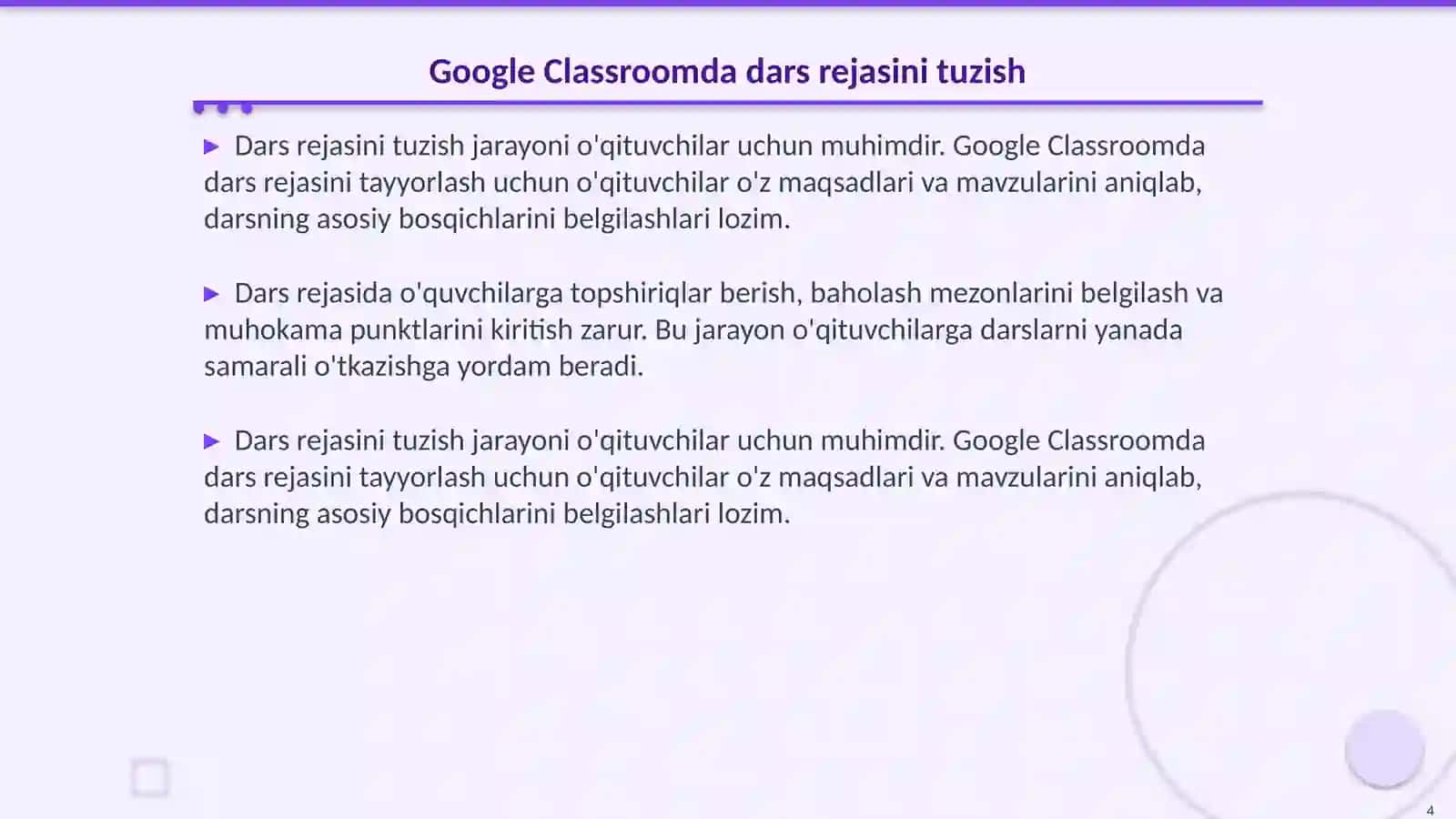 Google Classroom platformasida dars tashkil etish 4
