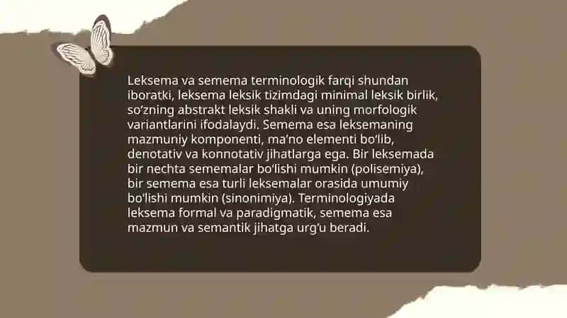 Leksemaning semantik tabiati: asosiy tushunchalar 4