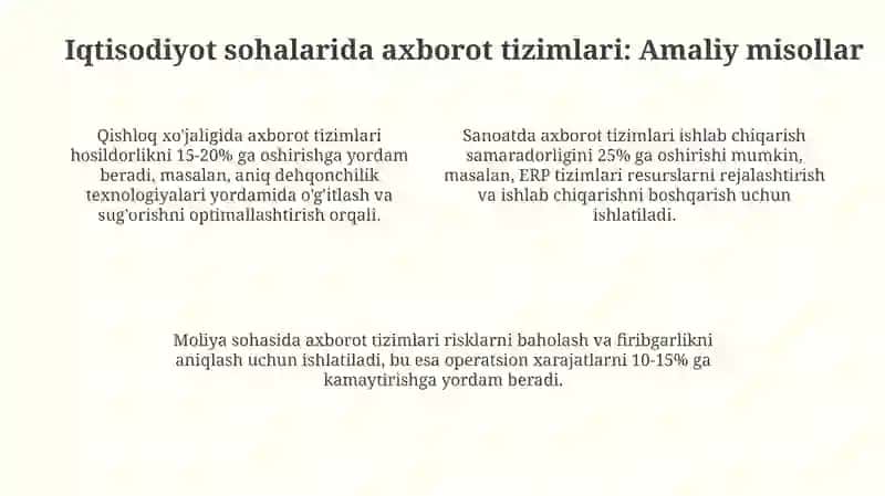 Iqtisodiyotning turli tarmoqlarida axborot tizimlarini qo'llanilish 4