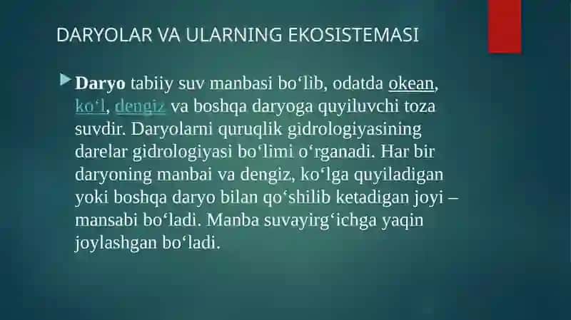 Daryolar va ularning ekosistemasi 4