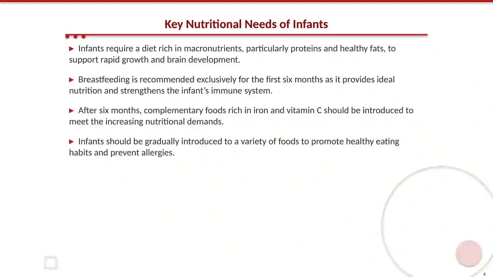 Nutritional Guidelines for Infants and Children 4