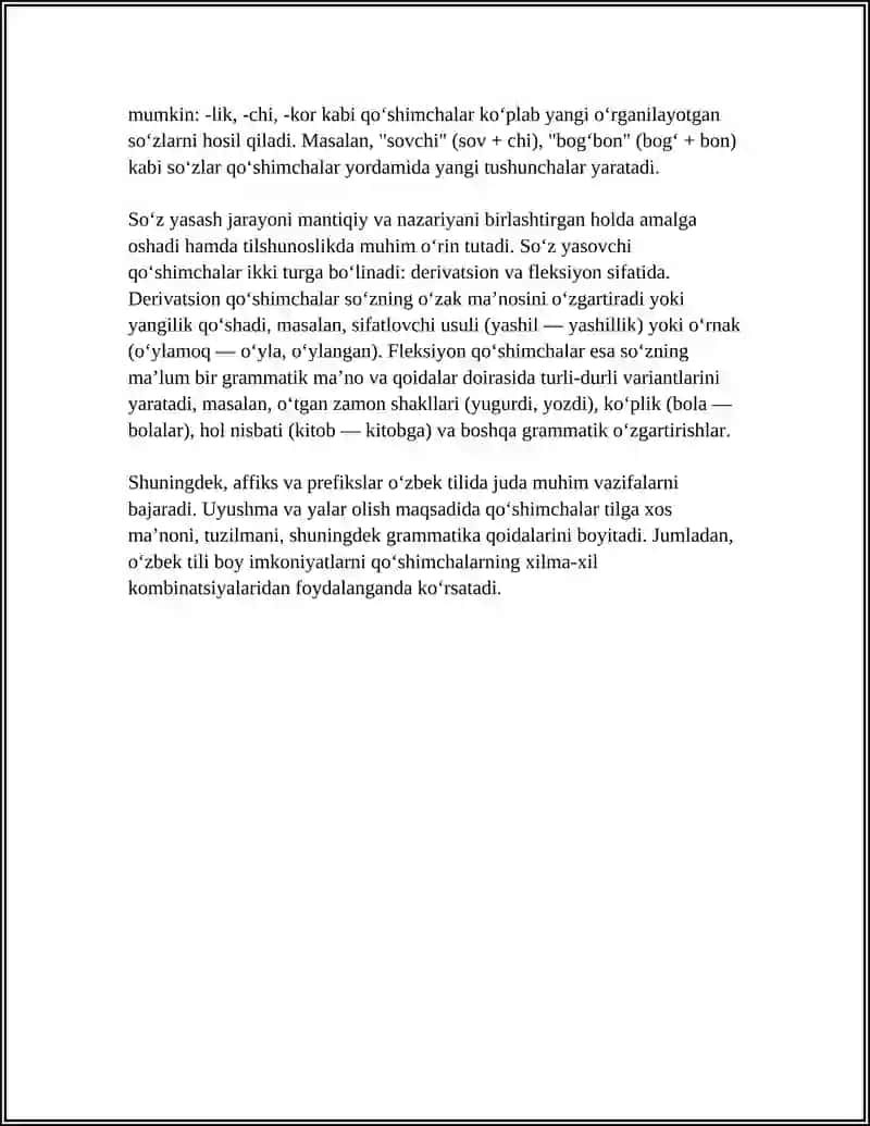GRAMMATIK VA SOʻZ YASALISHIGA OID MASHQLAR 4
