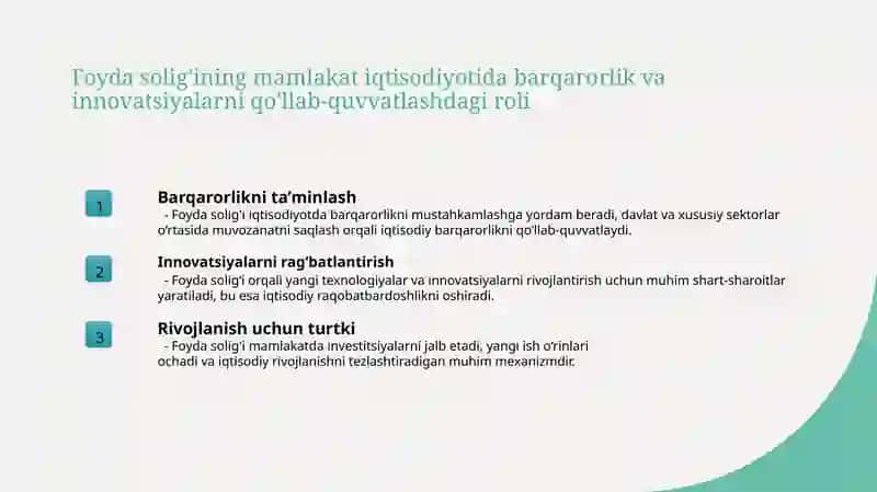 Foyda solig'ining iqtisodiy ahamiyati va uning mamlakat rivojiga ta'siri 4