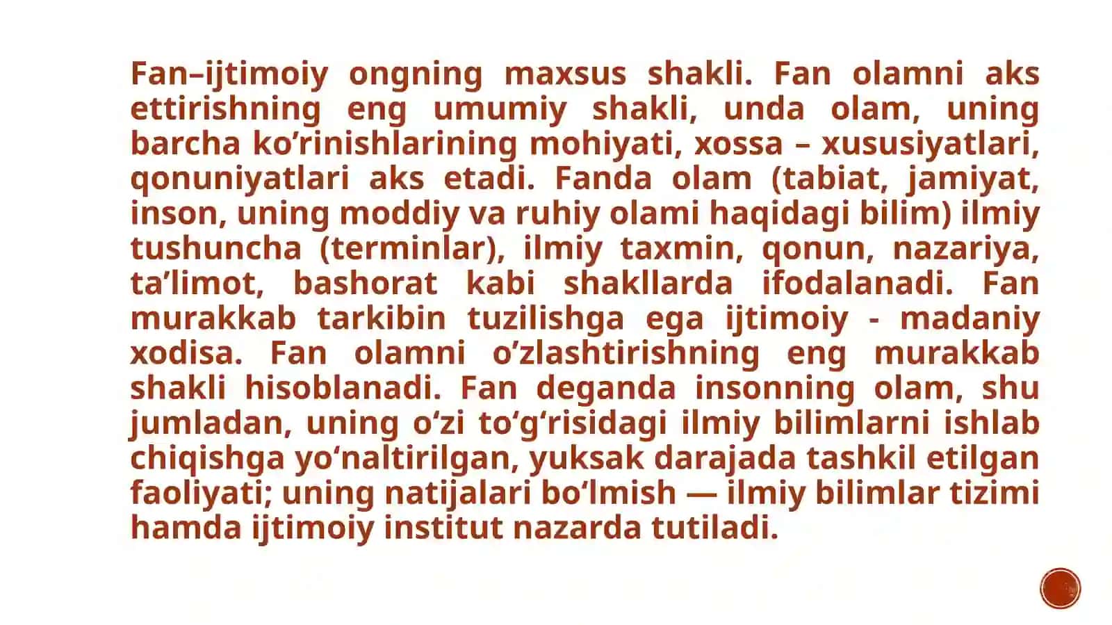FAN klassifikatsiyasiyasini tuzish 4