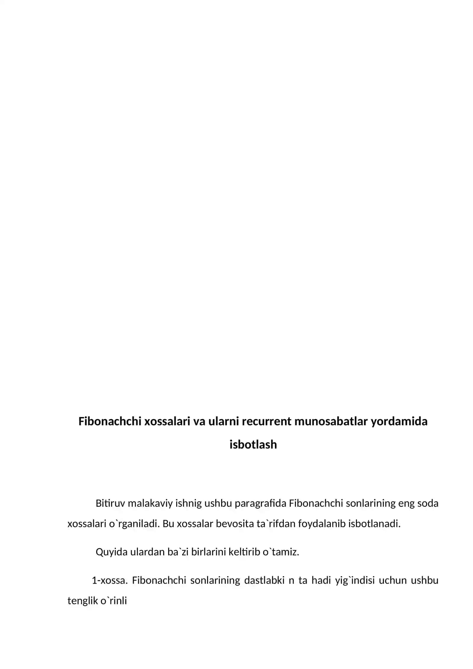 Fibonachi sonlarni hosil qilishda samarali algoritmlar 4
