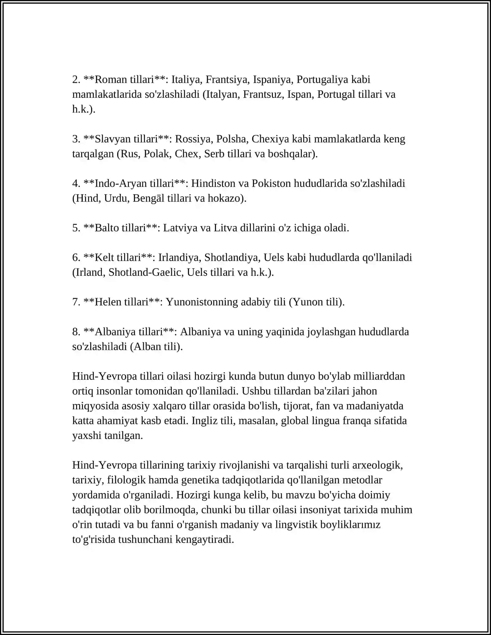 TIL OILALARI. HIND- YEVROPA TILLARI OILASI. ROMAN TILLARI 4