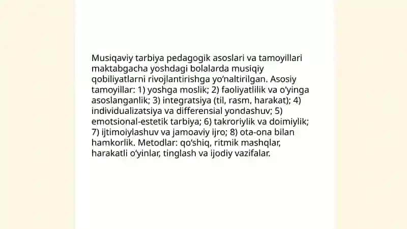 Maktabgacha ta'lim tashkilotida musiqaviy tarbiyaning maqsad va vazifalari 4