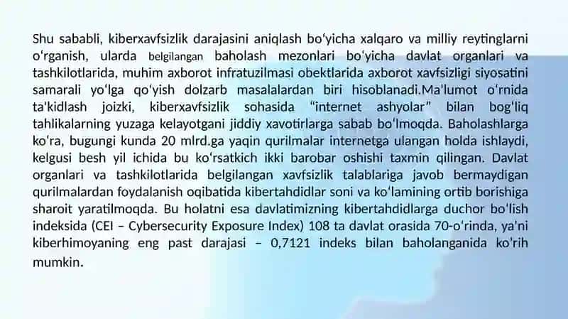 KIBERXAVFSIZLIK SIYOSATI O'ZBEKISTON YONDASHUVIDA 4