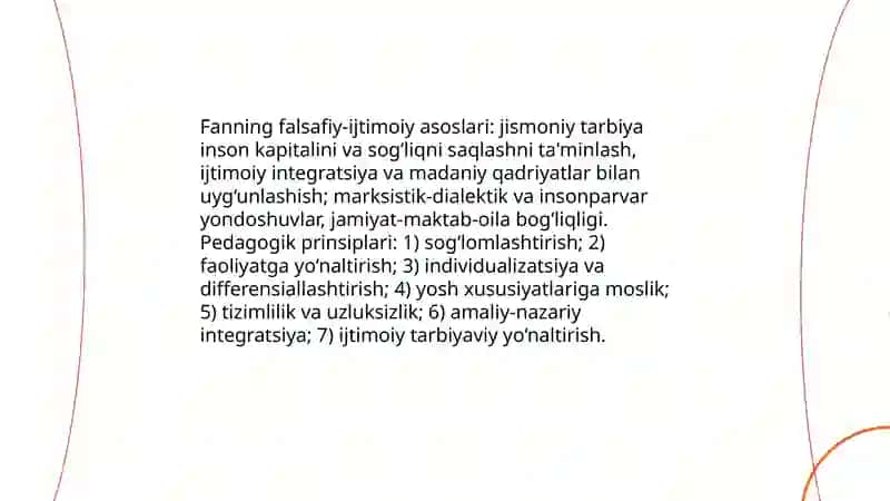 jismoniy tarbiya nazariyasi va metodikasi fanining maqsad hamda vazifalari kelib chiqishi hamda rivojlanish bosqichlari 4