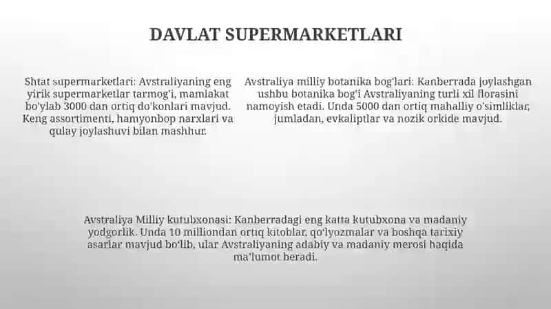 Avstraliya Materigininig QoʻRiqxona,Davlat Buyutmaxonasi Hamda Milli BogʻLari 4