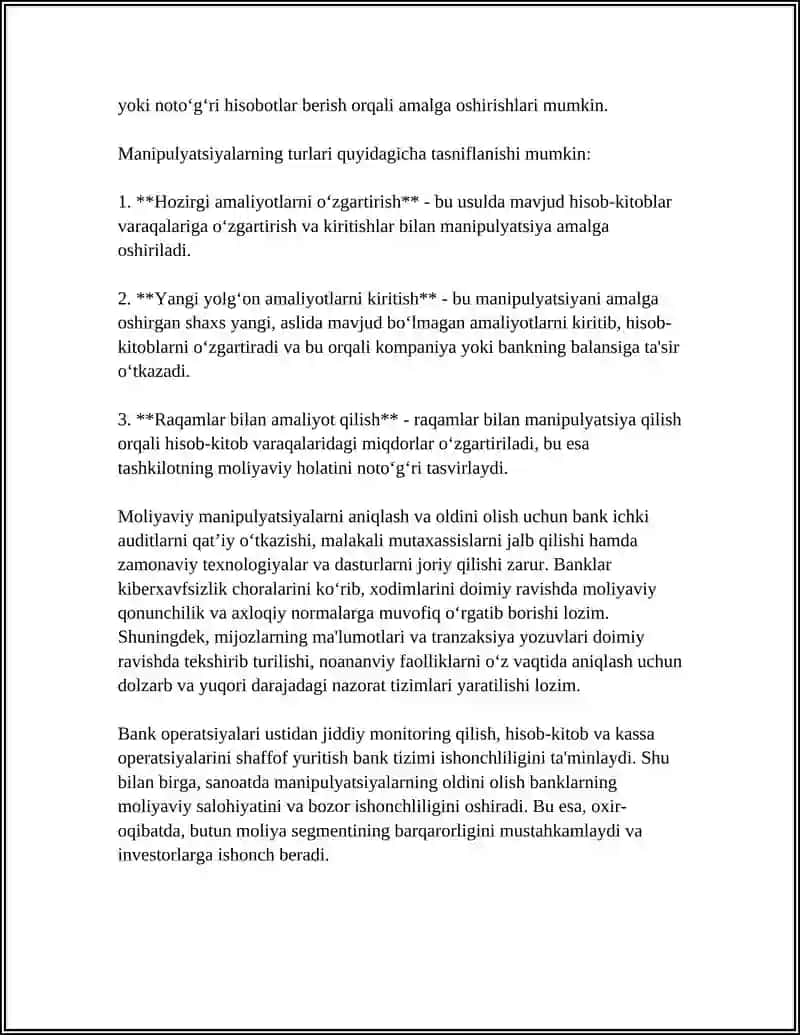 BANKDAGI HISOB- KITOB VARAGʻIDAGI HISOB-KITOBLAR VA KASSA KITOBLARNI MANUPALITSIYA QILSH 4