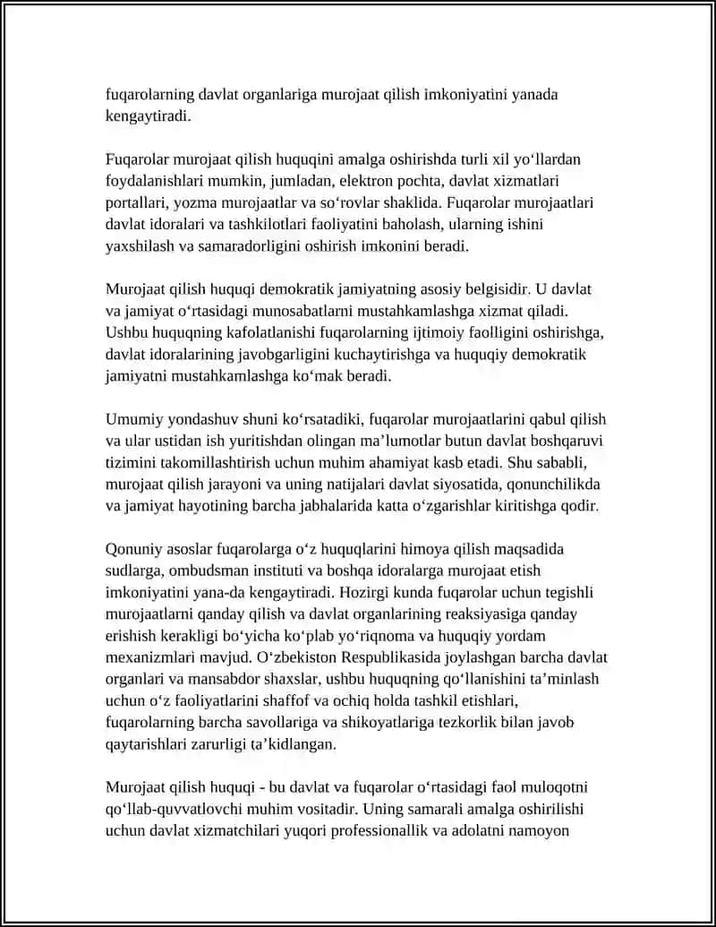 FUQAROLARNING MUROJAAT QILISH HUQUQI KAFOLATLARI 4