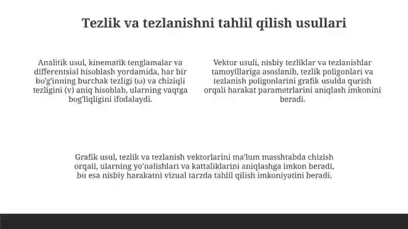 Mexanizmlar tezligi va tezlanishi 4