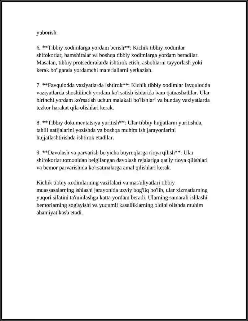 KICHIK TIBBIY HODIMLAR 4