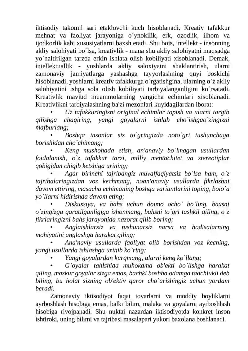 KRЕATIV TAFAKKUR VA YOSHLARNI POSTINDUSTRIAL JAMIYATGA TAYYORLASH 4
