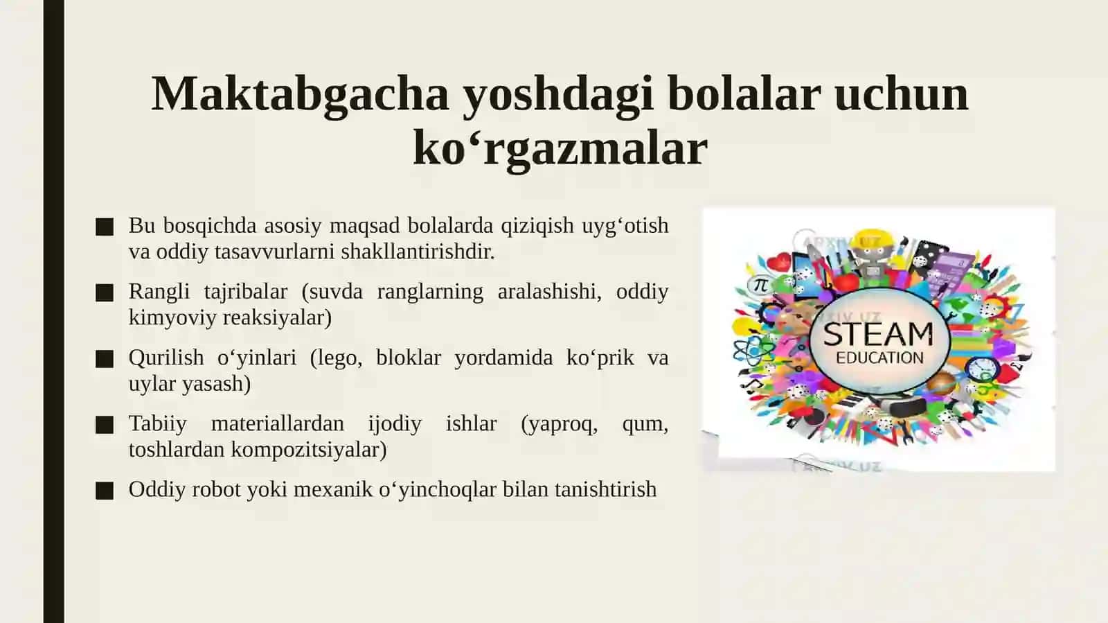 Steam texnologiyasi asosida turli guruhlar uchun koʻrgazmalar tayyorlash 4