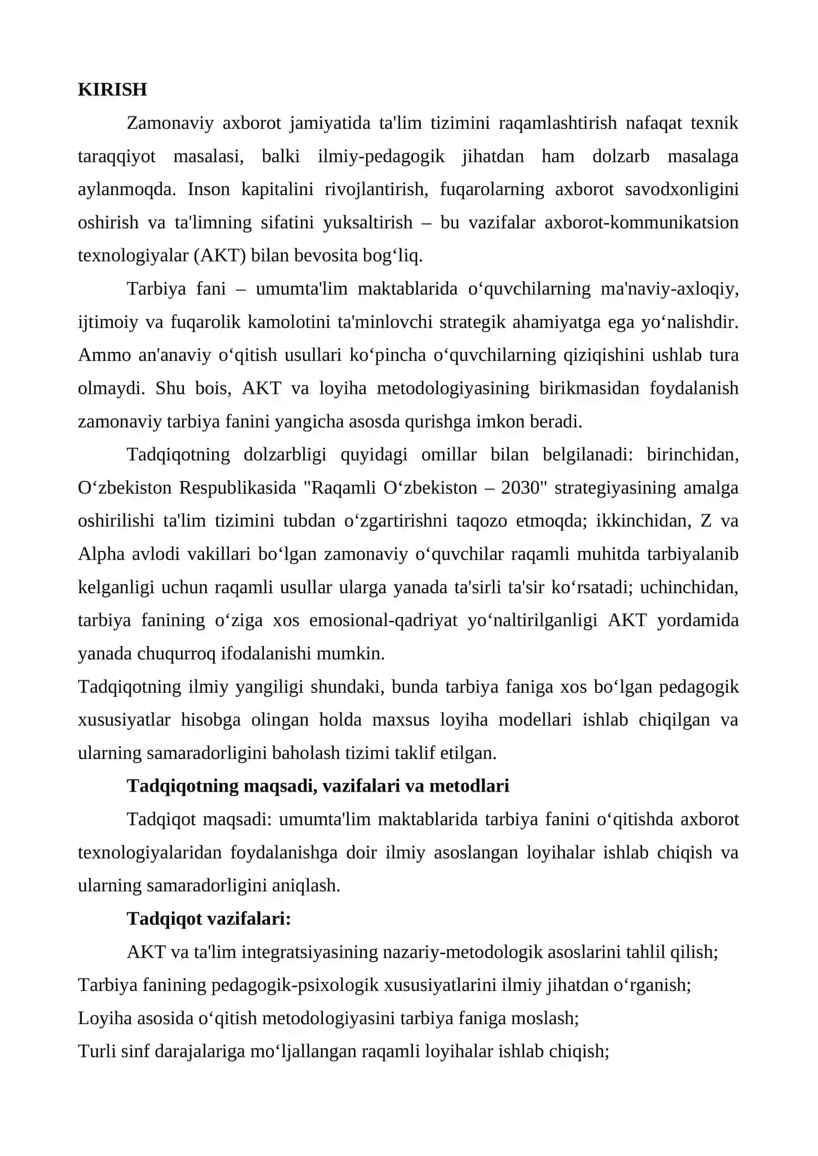 UMUMTA’LIM MAKTABLARIDA TARBIYA FANINI O‘QITISHDA AXBOROT TEXNOLOGIYALARIDAN FOYDALANISHGA DOIR LOYIHALAR ISHLAB CHIQISH 4